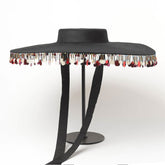 Bohemian Style Sequined Fringe Wool Felt Hat - Black
